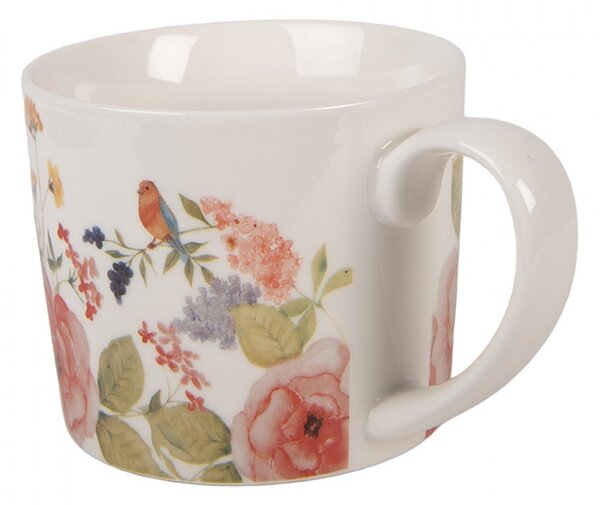 Porcelánový hrnček s kvetmi Flower & Fiesta - 12*8*7 cm / 275 ml - Clayre & Eef