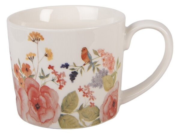 Porcelánový hrnček s kvetmi Flower & Fiesta - 12*8*7 cm / 275 ml - Clayre & Eef