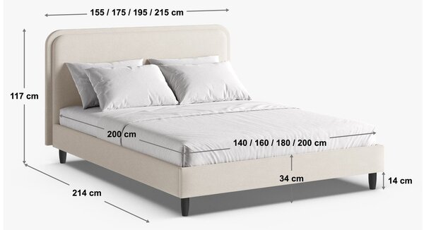 Čalúnená dvojlôžková posteľ s roštom 180x200 cm v tehlovej farbe Aveline – Micadoni