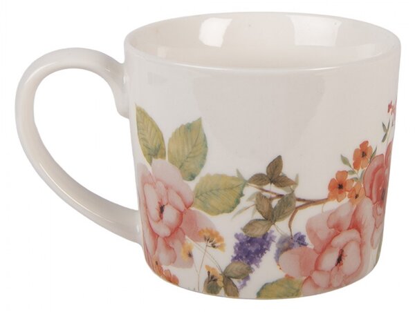 Porcelánový hrnček s kvetmi Flower & Fiesta - 12*8*7 cm / 275 ml - Clayre & Eef