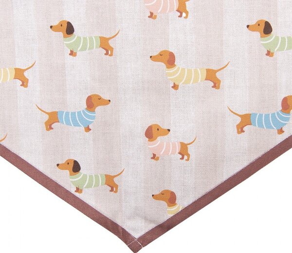 Béžový bavlnený behúň s jazvečíkmi Puppy Pullover - 50*160 cm - Clayre & Eef