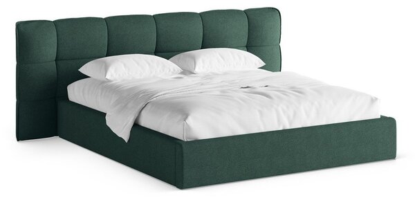 Tmavozelená čalúnená dvojlôžková posteľ s úložným priestorom s roštom 140x200 cm Eric – Micadoni