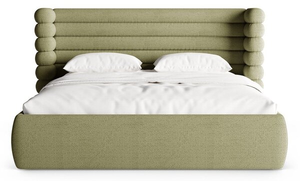 Zelená čalúnená dvojlôžková posteľ s úložným priestorom s roštom 160x200 cm Mount – Micadoni