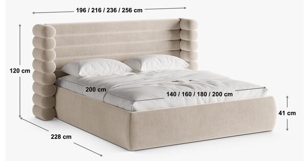 Sivá čalúnená dvojlôžková posteľ s úložným priestorom s roštom 160x200 cm Mount – Micadoni