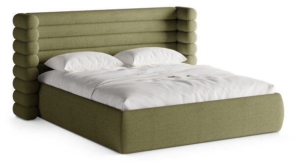 Zelená čalúnená dvojlôžková posteľ s úložným priestorom s roštom 160x200 cm Mount – Micadoni