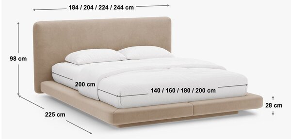 Svetlohnedá čalúnená dvojlôžková posteľ 140x200 cm Linea – Micadoni