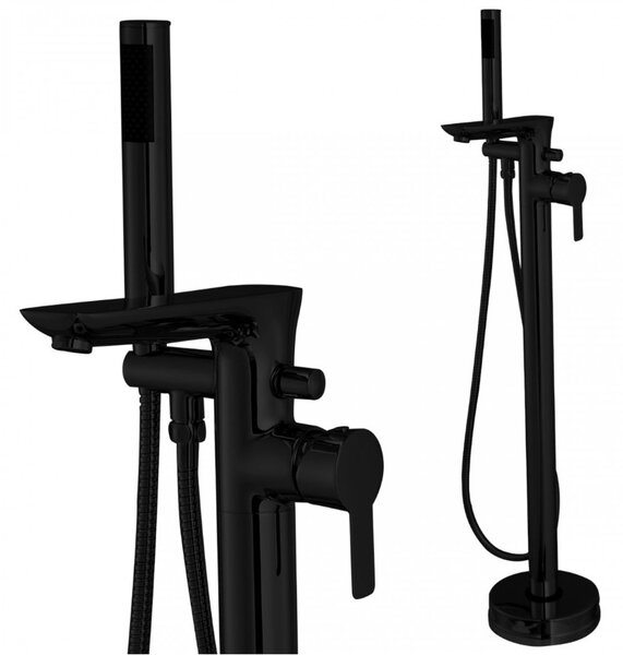 Invena Glamour, voľne stojaca vaňová batéria, čierna, INV-BW-02-W04-V