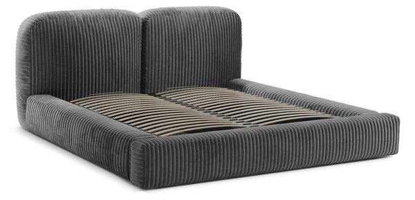 Sivá čalúnená dvojlôžková posteľ s úložným priestorom s roštom 160x200 cm Martina – Micadoni