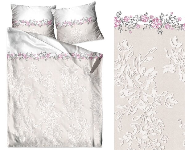 Bavlnené posteľné obliečky v béžovo bielej kombinácii Béžová