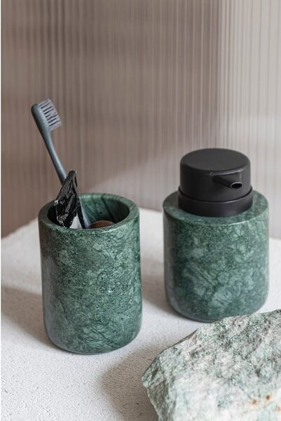 Tmavozelený mramorový téglik na zubné kefky Marble – Mette Ditmer Denmark