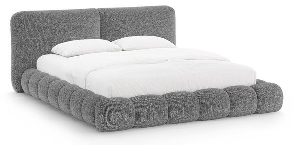 Tmavosivá čalúnená dvojlôžková posteľ s úložným priestorom s roštom 160x200 cm Solange – Micadoni