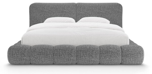 Tmavosivá čalúnená dvojlôžková posteľ s úložným priestorom s roštom 160x200 cm Solange – Micadoni