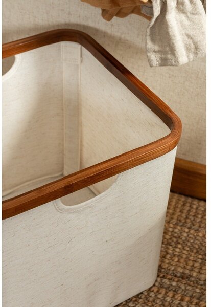 Krémový látkový úložný box 30x30x30 cm Bamboo/Linen Cube – Bigso