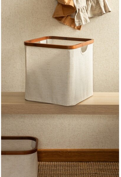 Krémový látkový úložný box 30x30x30 cm Bamboo/Linen Cube – Bigso