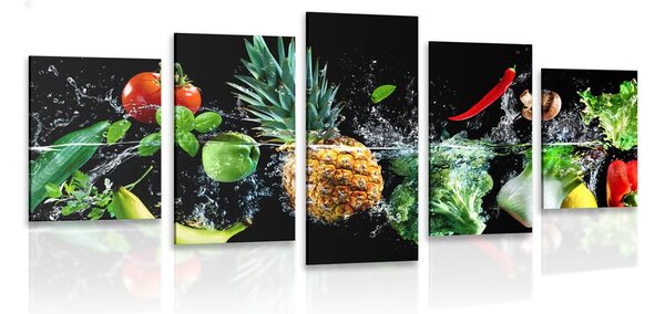 5-dielny obraz organické ovocie a zelenina