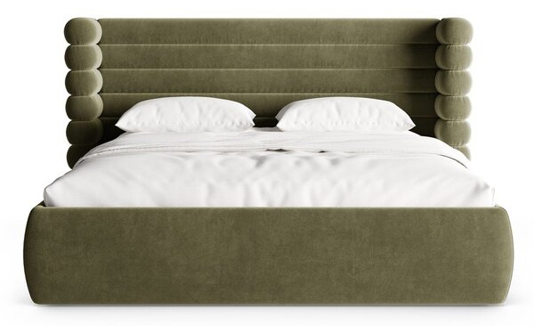 Zelená čalúnená dvojlôžková posteľ s úložným priestorom s roštom 180x200 cm Mount – Micadoni