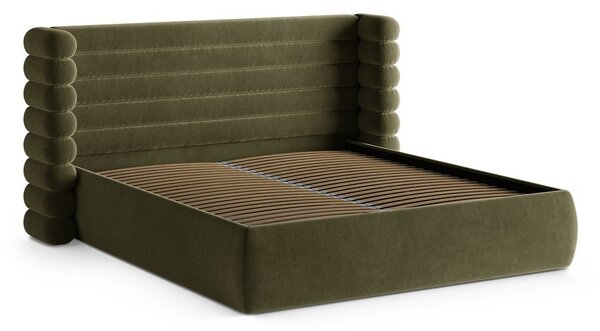 Zelená čalúnená dvojlôžková posteľ s úložným priestorom s roštom 180x200 cm Mount – Micadoni