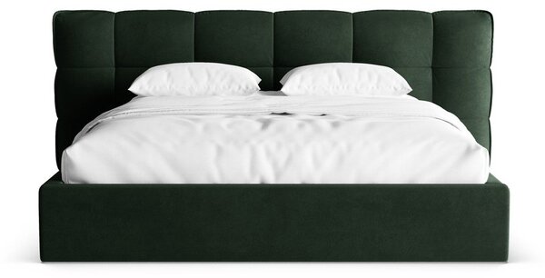 Tmavozelená čalúnená dvojlôžková posteľ s úložným priestorom s roštom 140x200 cm Eric – Micadoni