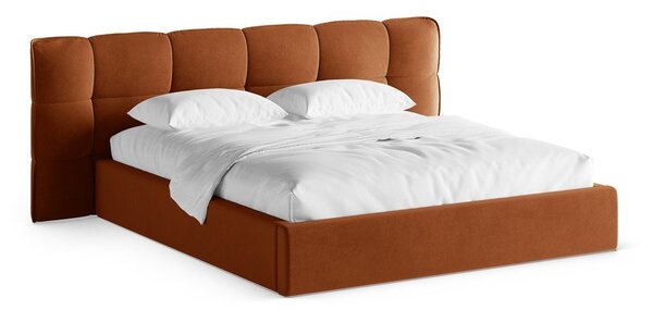 Čalúnená dvojlôžková posteľ s úložným priestorom s roštom 140x200 cm v terakotovej farbe Eric – Micadoni