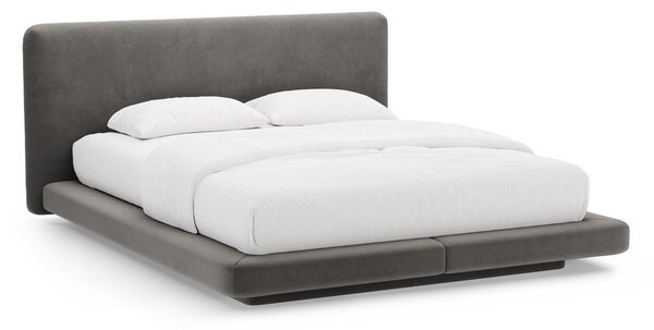 Tmavosivá čalúnená dvojlôžková posteľ 140x200 cm Linea – Micadoni