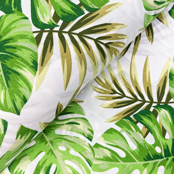 Ervi bavlnené obliečky DUO - Monstera zelená/Zelené