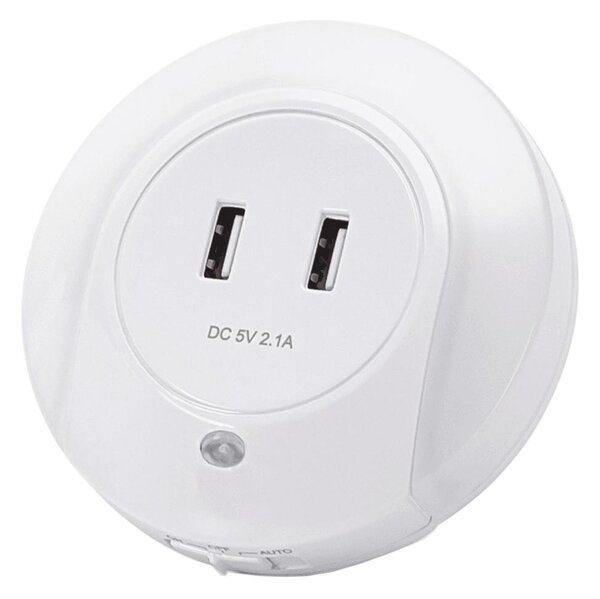 Aigostar - LED nočné svietidlo do zásuvky s USB LED/0,4W/230V