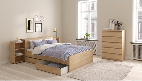 Dvojlôžková posteľ v dekore duba v prírodnej farbe 160x200 cm Naia – Tvilum