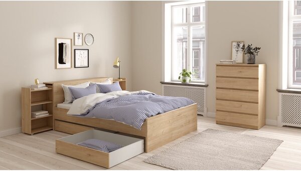 Dvojlôžková posteľ v dekore duba v prírodnej farbe 160x200 cm Naia – Tvilum