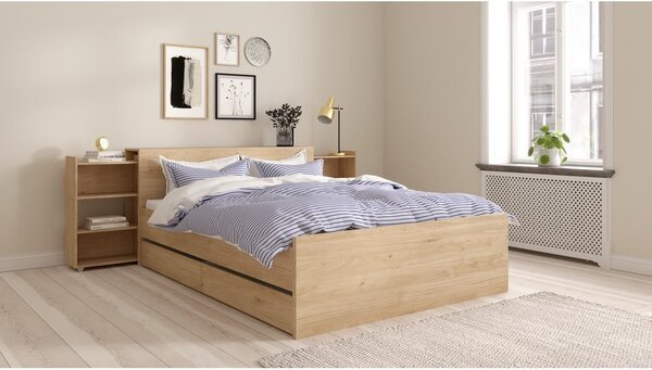 Dvojlôžková posteľ v dekore duba bez roštu 140x200 cm v prírodnej farbe Naia – Tvilum