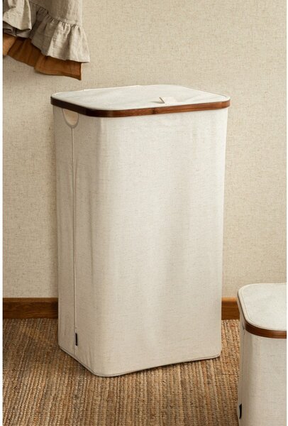 Krémový látkový kôš na bielizeň Bamboo/Linen – Bigso