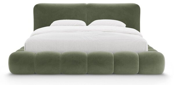 Zelená čalúnená dvojlôžková posteľ s úložným priestorom s roštom 200x200 cm Solange – Micadoni