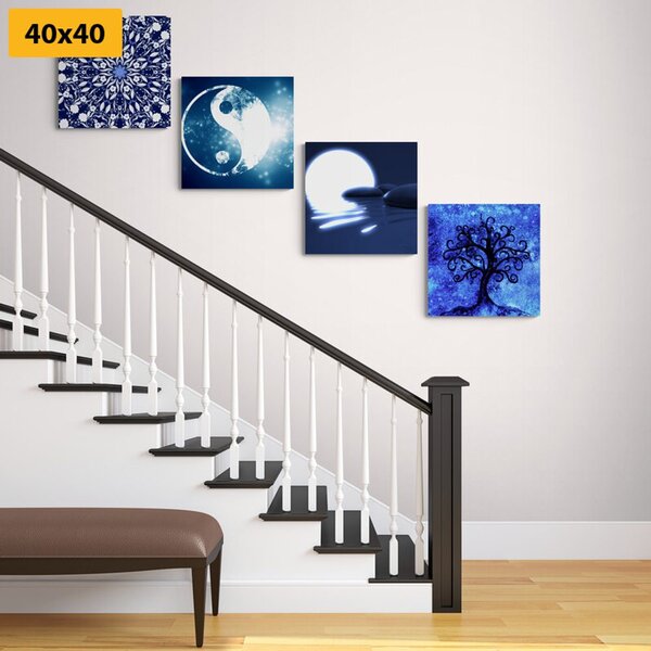 Set obrazov Feng Shui v modrom prevedení