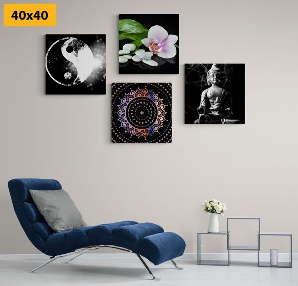 Set obrazov Feng Shui na čiernom pozadí