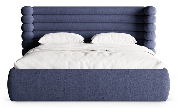 Modrá čalúnená dvojlôžková posteľ s úložným priestorom s roštom 180x200 cm Mount – Micadoni