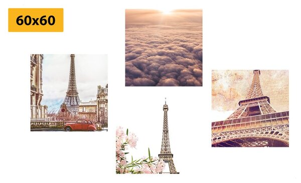 Set obrazov Eiffelova veža v Paríži