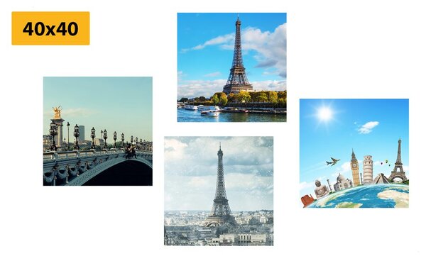 Set obrazov výhľad na Eiffelovu vežu v Paríži