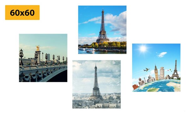 Set obrazov výhľad na Eiffelovu vežu v Paríži