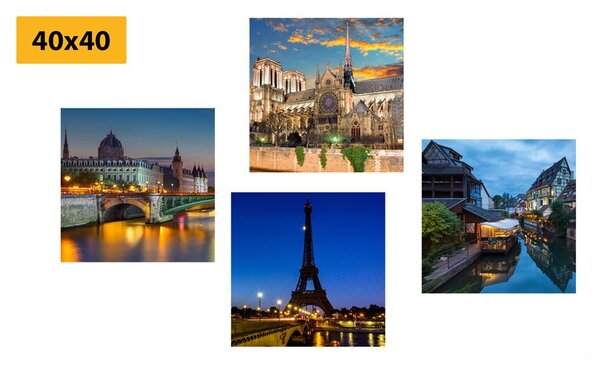 Set obrazov romantický nočný Paríž