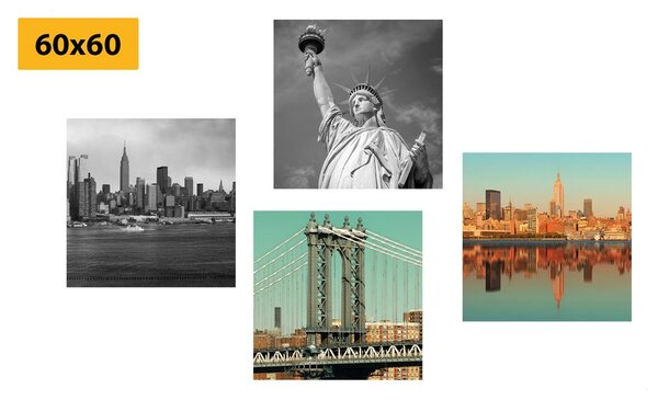 Set obrazov zaujímavá kombinácia mesta New York