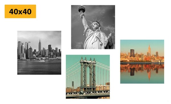 Set obrazov zaujímavá kombinácia mesta New York
