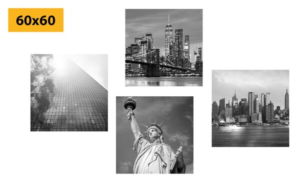 Set obrazov čiernobiely New York