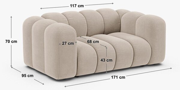 Ženilková pohovka v tehlovej farbe 170 cm Lupine – Micadoni