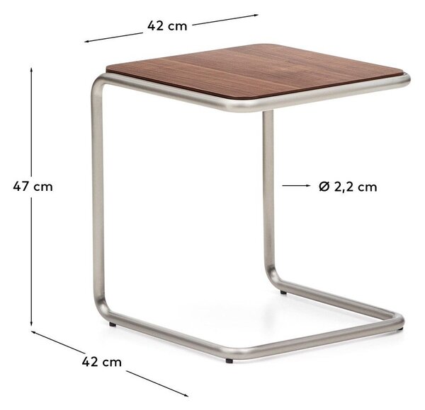 Odkladací stolík v dekore orecha 42x42 cm Tarsel – Kave Home
