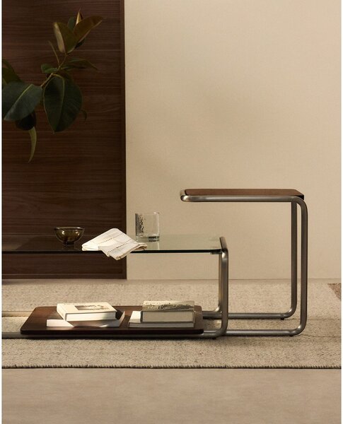 Odkladací stolík v dekore orecha 42x42 cm Tarsel – Kave Home