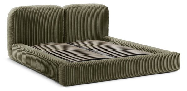 Zelená čalúnená dvojlôžková posteľ s úložným priestorom s roštom 160x200 cm Martina – Micadoni