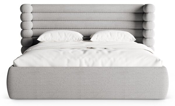 Sivá čalúnená dvojlôžková posteľ s úložným priestorom s roštom 160x200 cm Mount – Micadoni