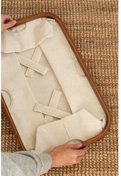 Krémový látkový skladací kôš na bielizeň Bamboo/Linen – Bigso