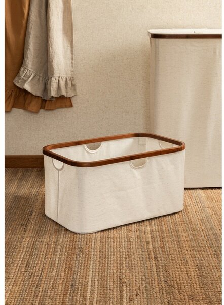Krémový látkový skladací kôš na bielizeň Bamboo/Linen – Bigso