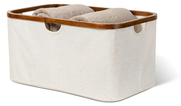 Krémový látkový skladací kôš na bielizeň Bamboo/Linen – Bigso