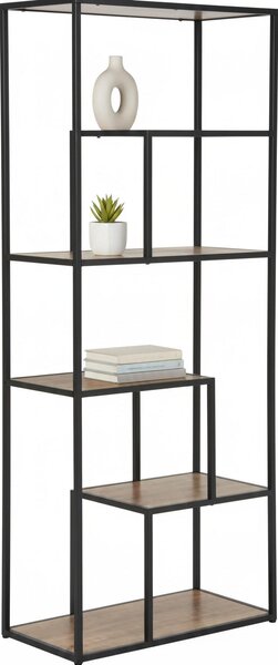 REGÁL, prírodná farba, čierna, železo, 70/170/33 cm Xora - Online Only drobný nábytok, Online Only